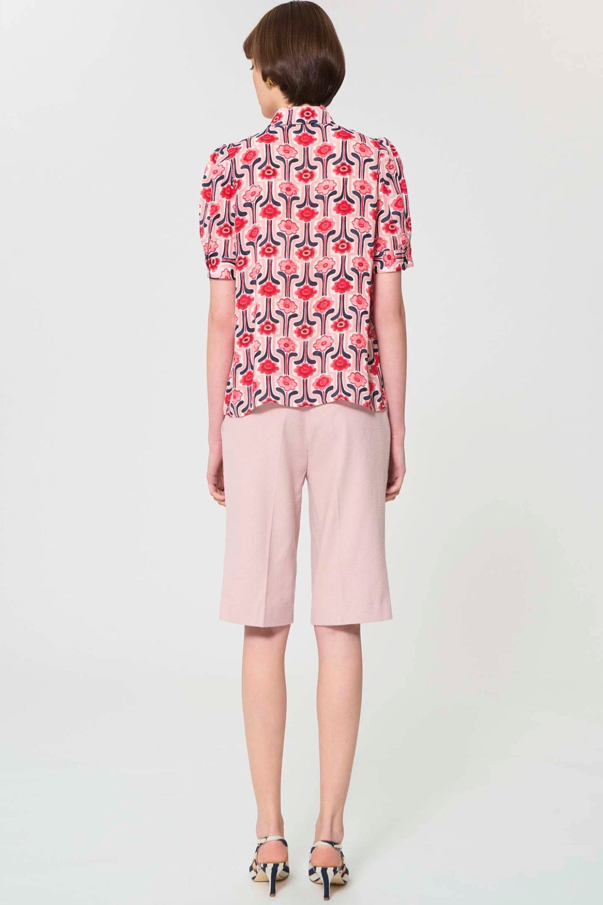 Top Theodora pale pink retro print