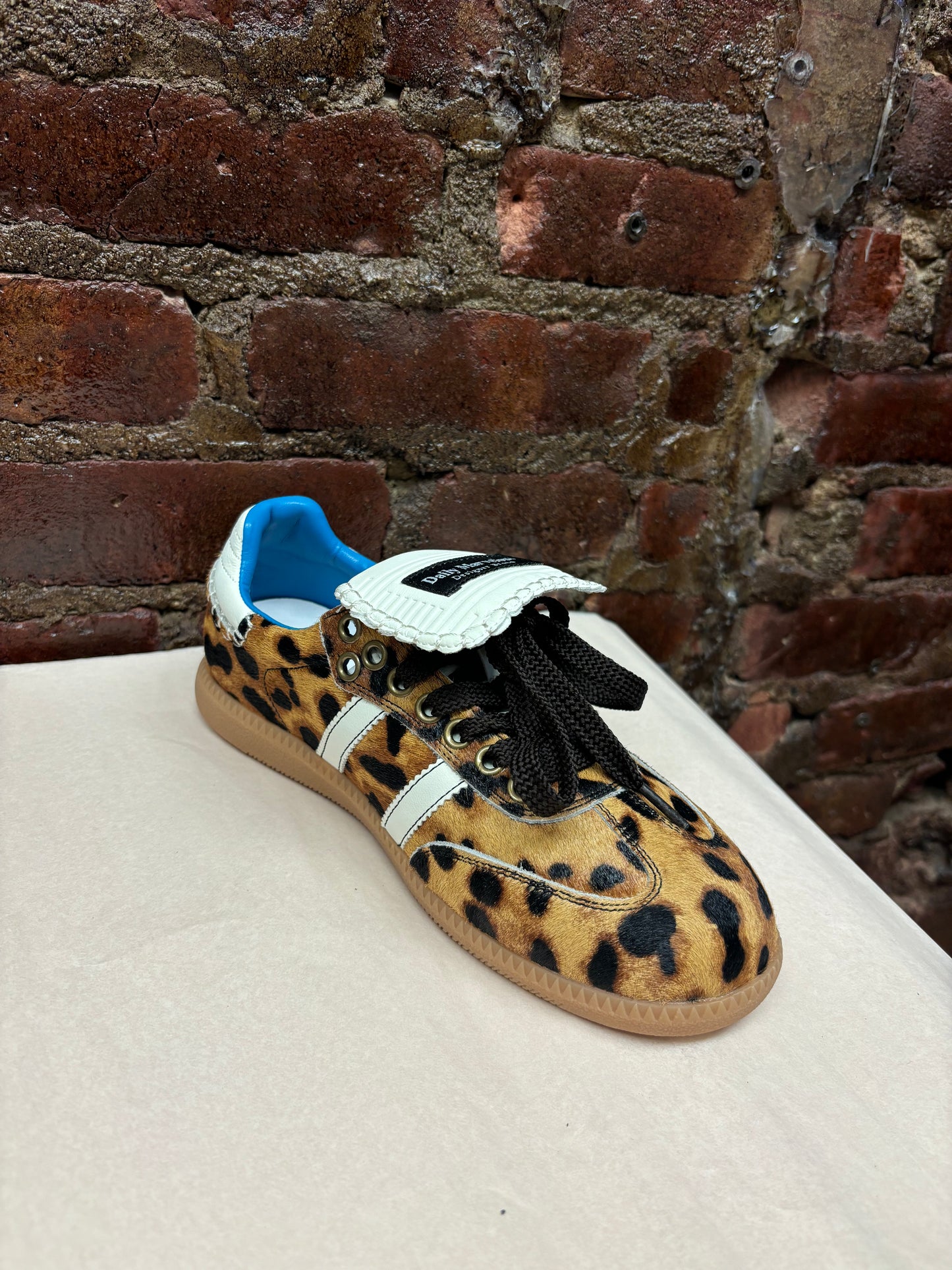 Leather & suede, animal print sneakers