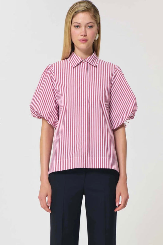 Caly Shirt red striped poplin