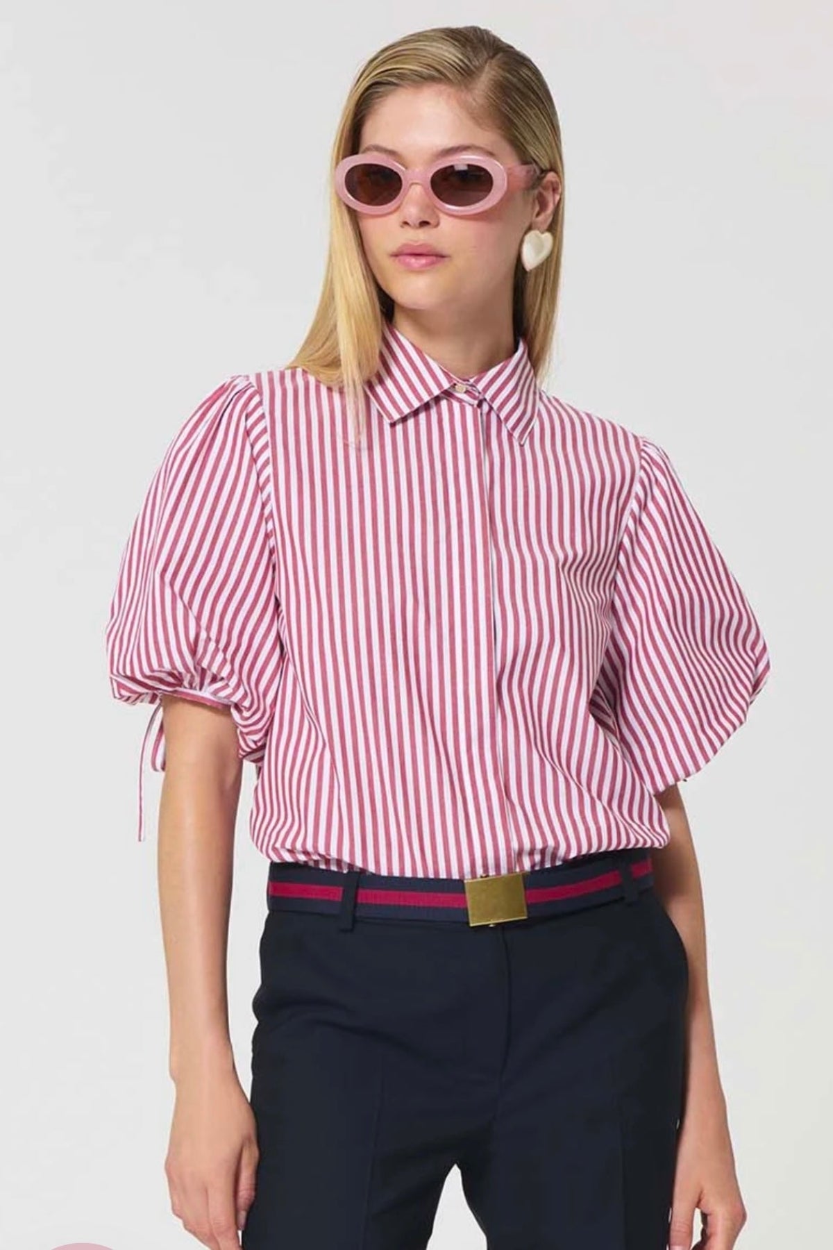 Caly Shirt red striped poplin