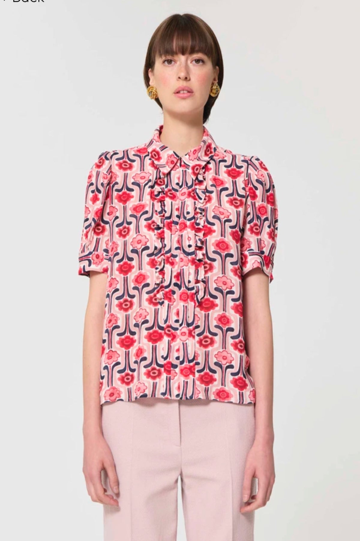 Top Theodora pale pink retro print
