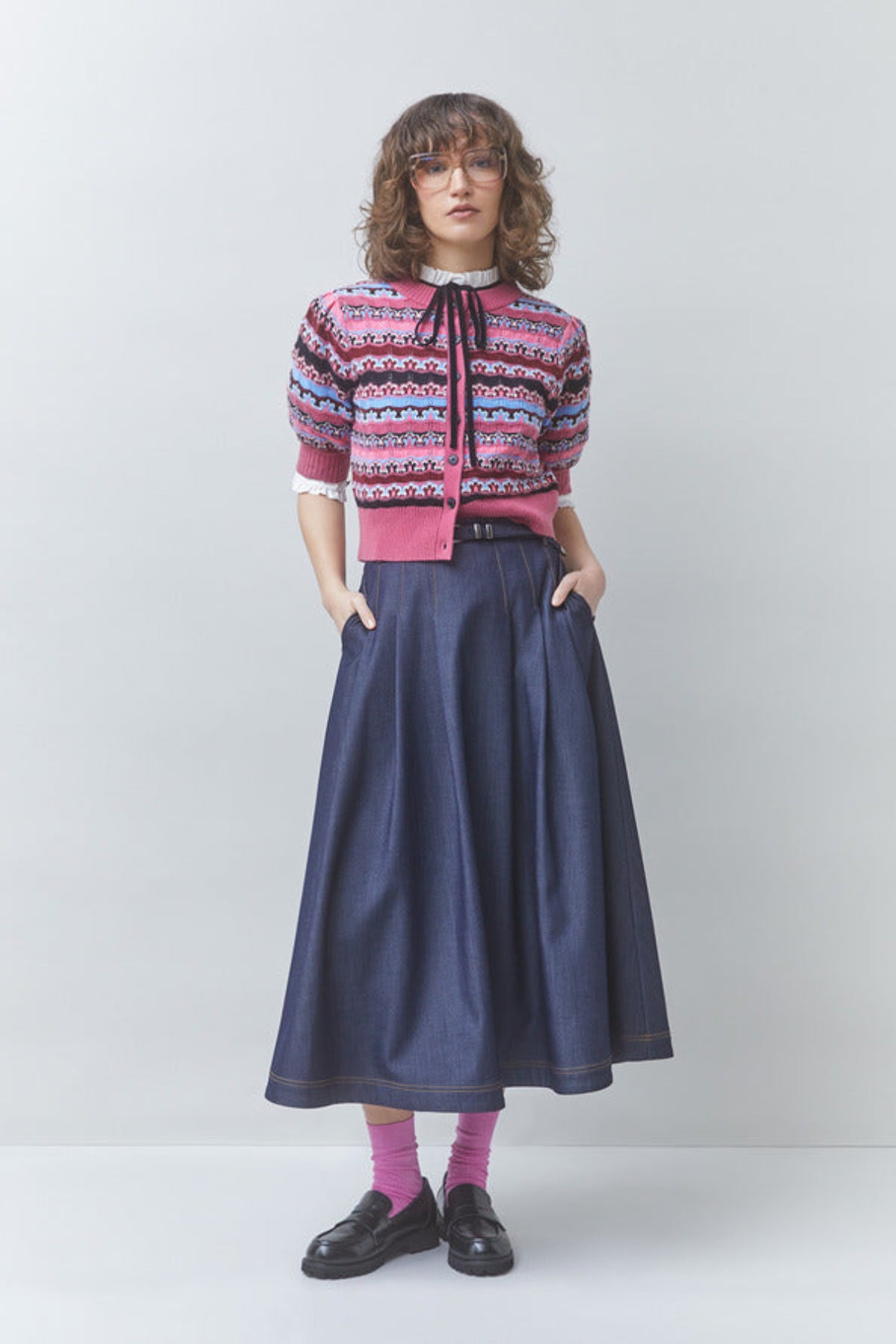 FUNNY Denim midi skirt