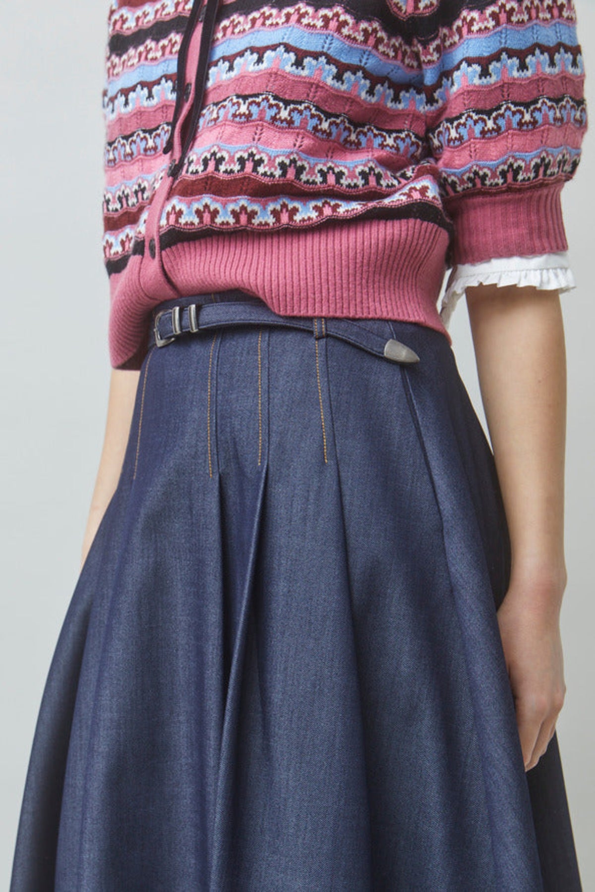 FUNNY Denim midi skirt