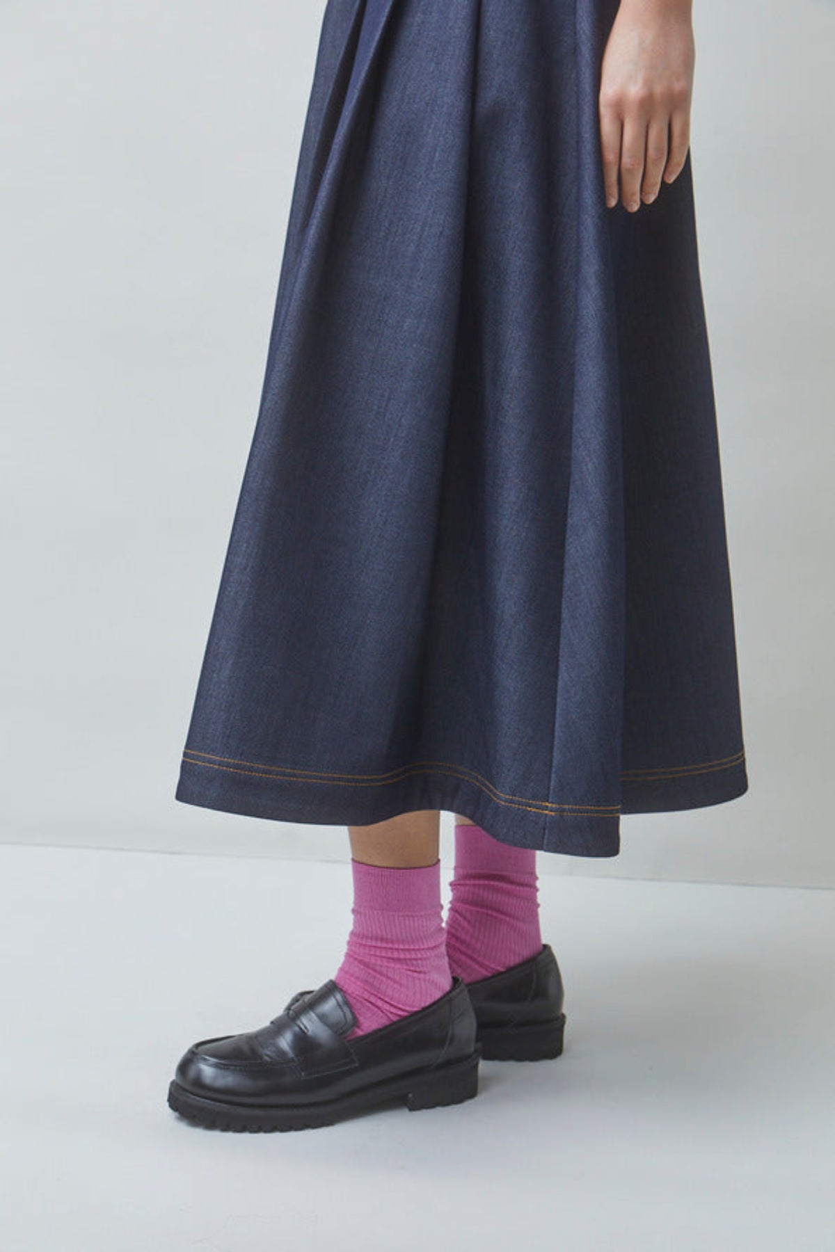 FUNNY Denim midi skirt