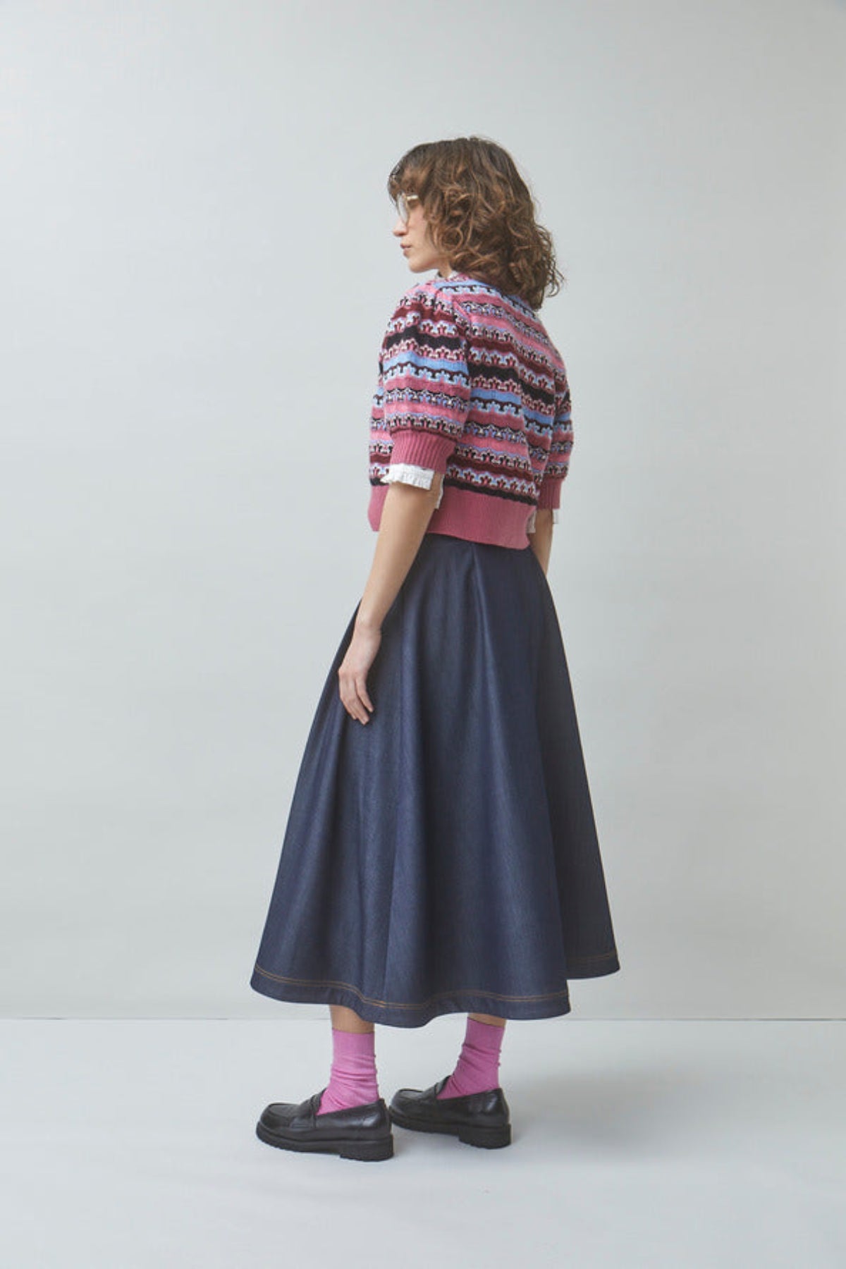 FUNNY Denim midi skirt
