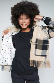 Checked Wool Bomber with Fringes