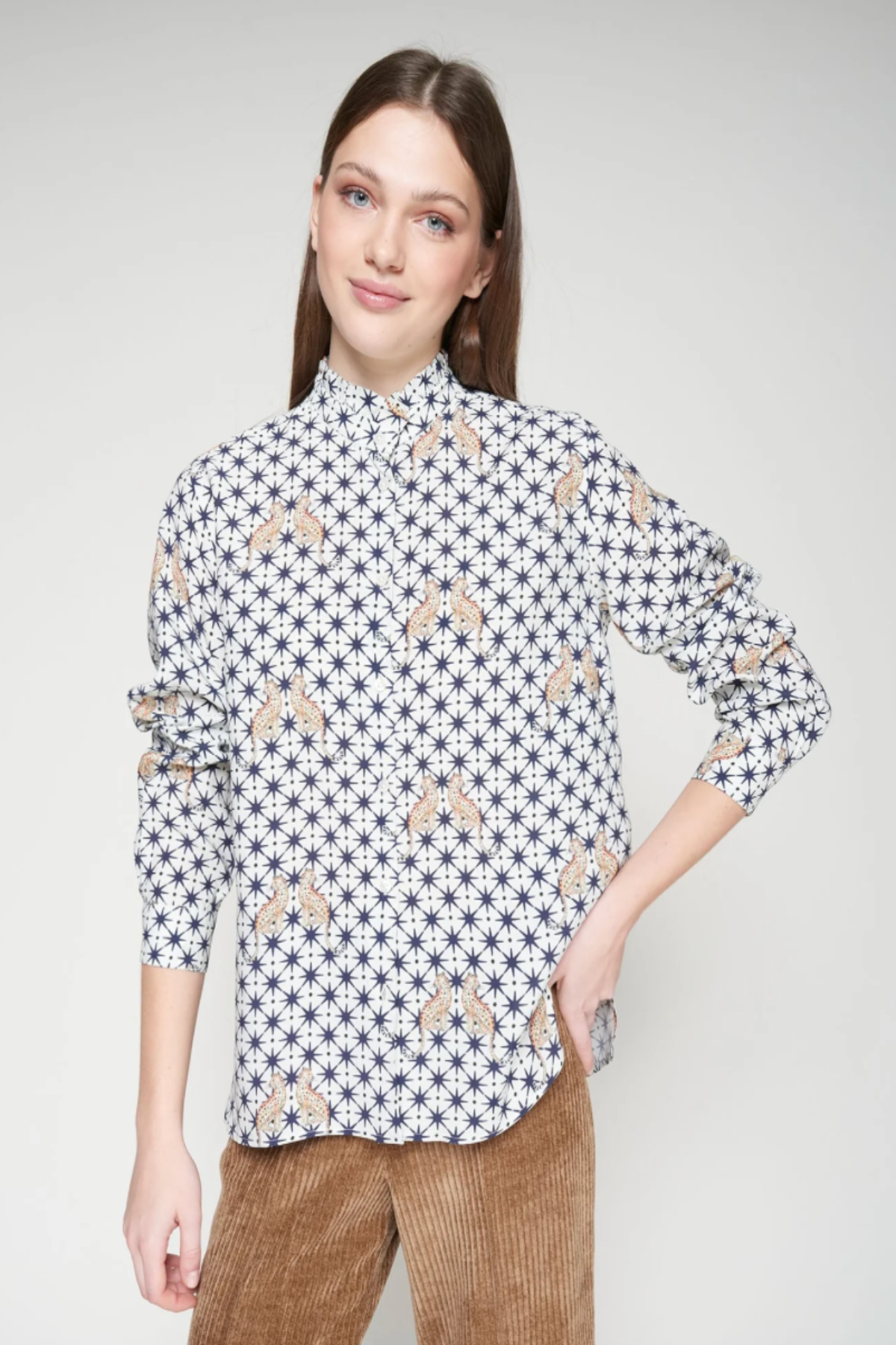 White Shirt with Leopard and Star