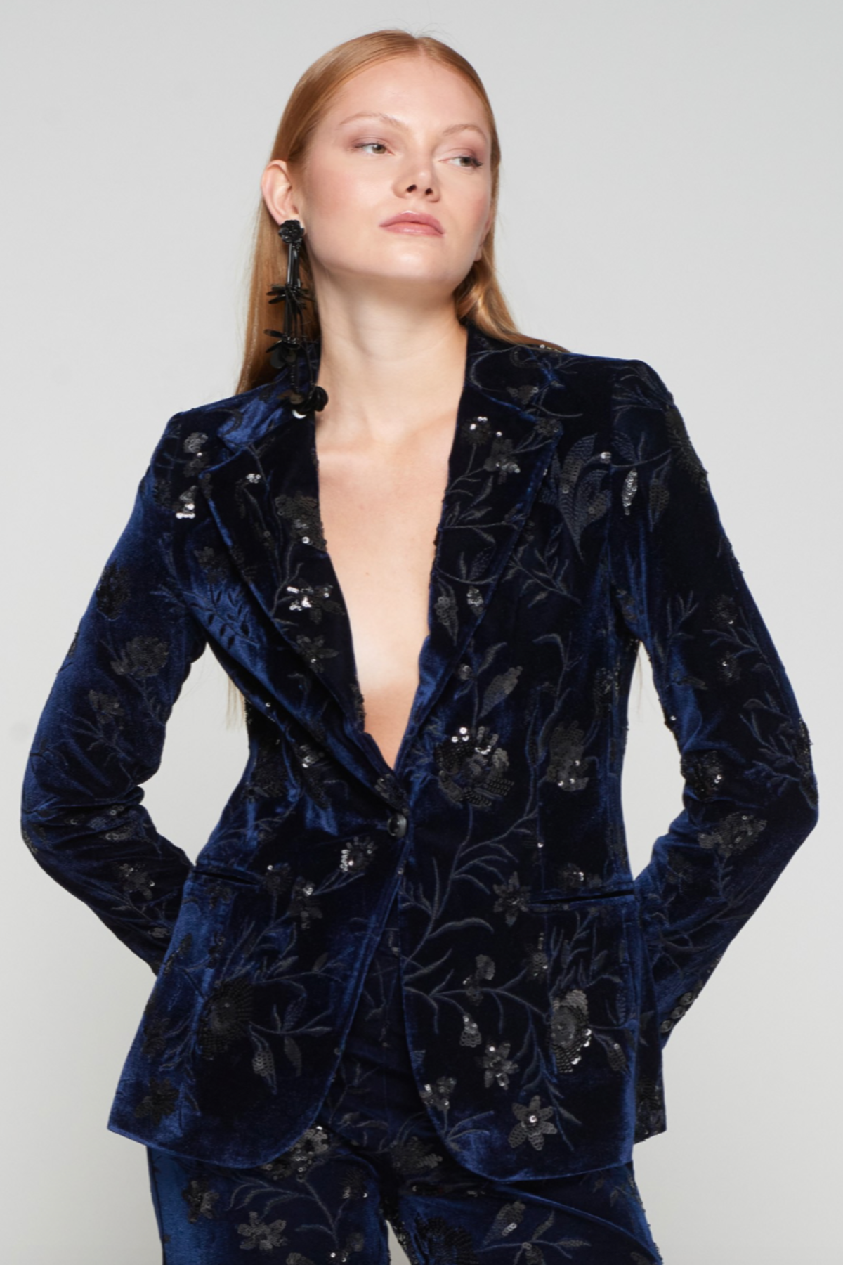 Helen Velvet Jacket with Flower Sequins