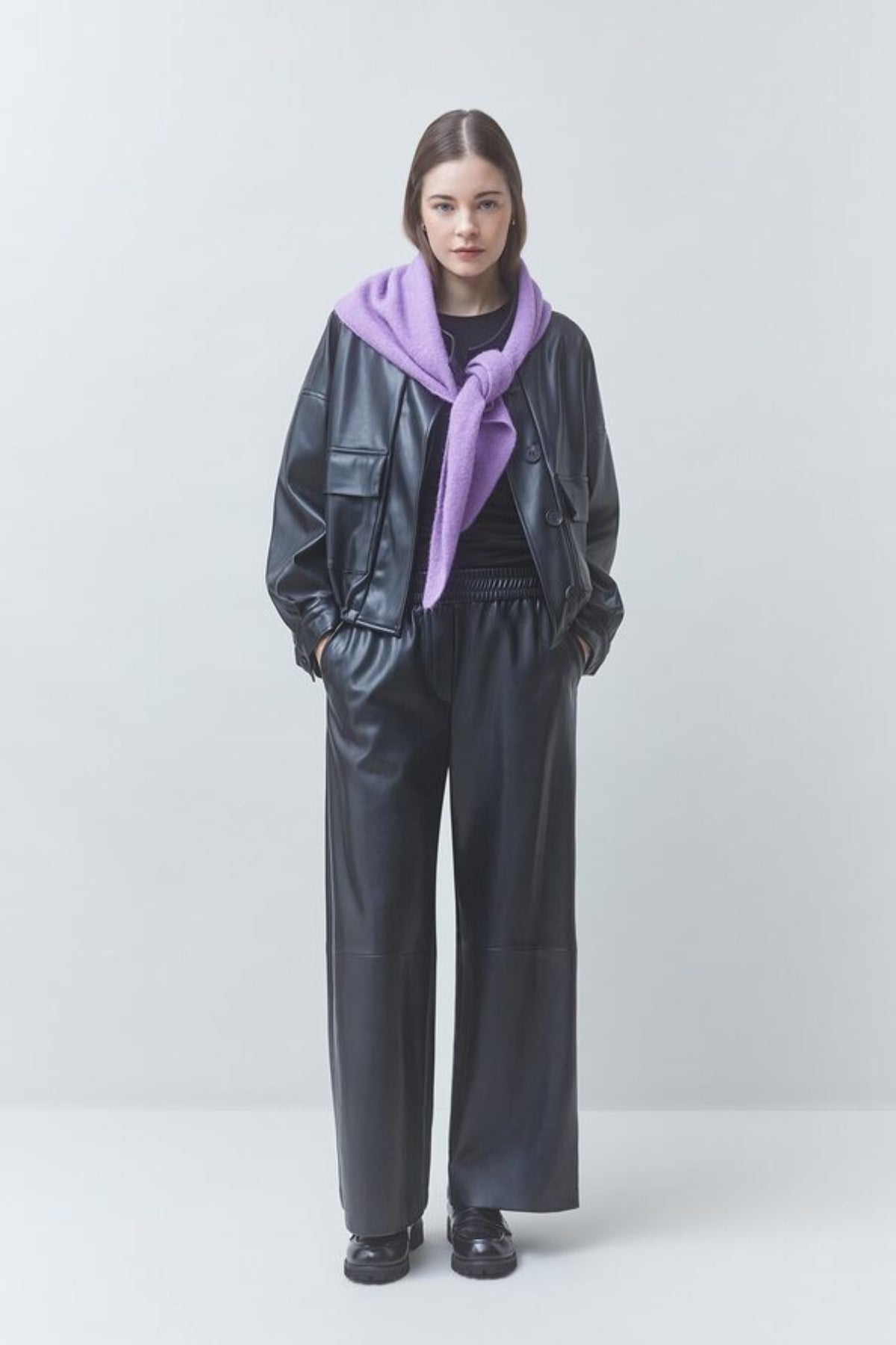 DANAO Oversized short faux leather jacket