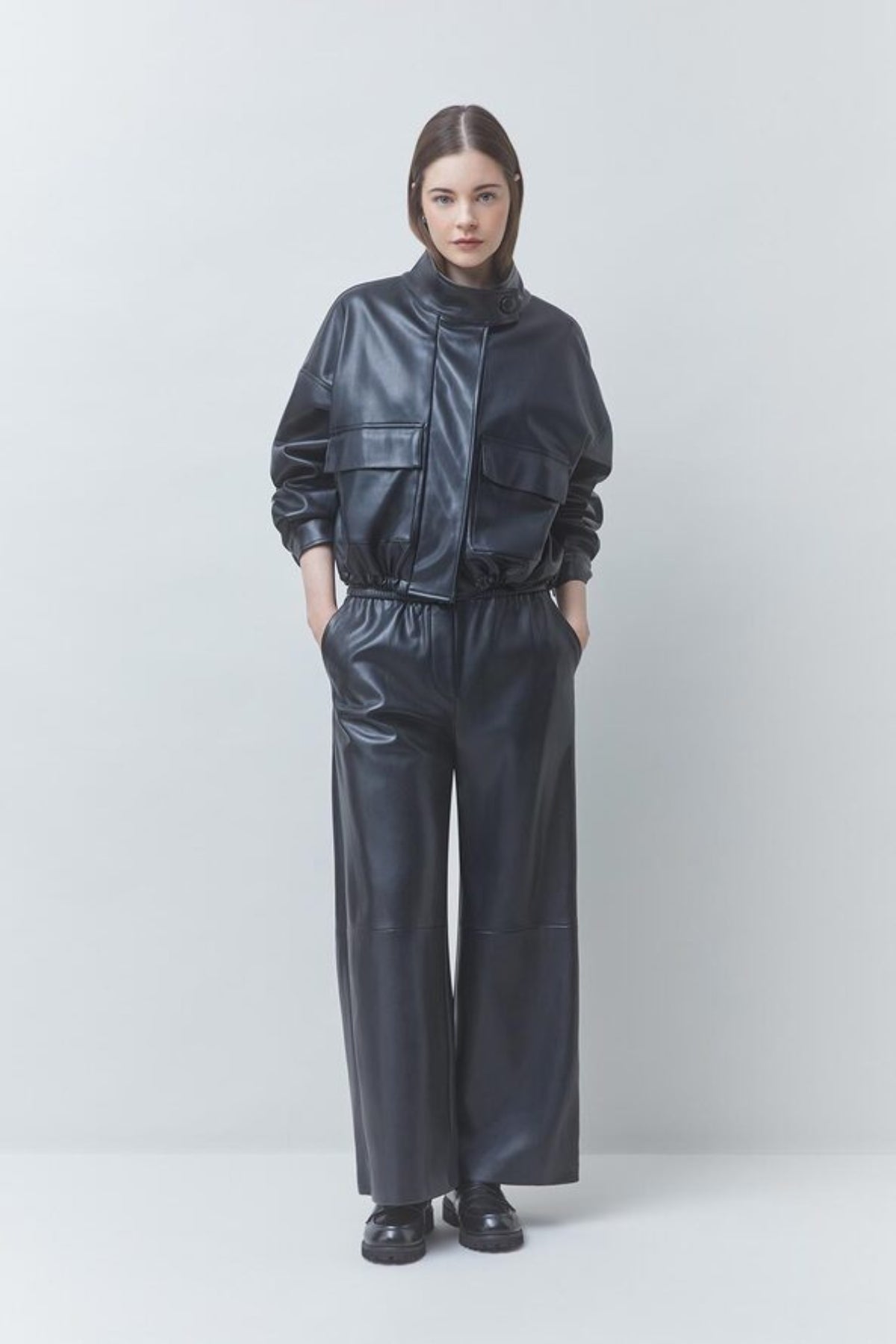 DANAO Oversized short faux leather jacket