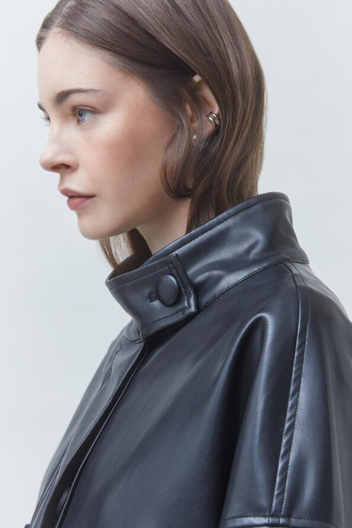 DANAO Oversized short faux leather jacket
