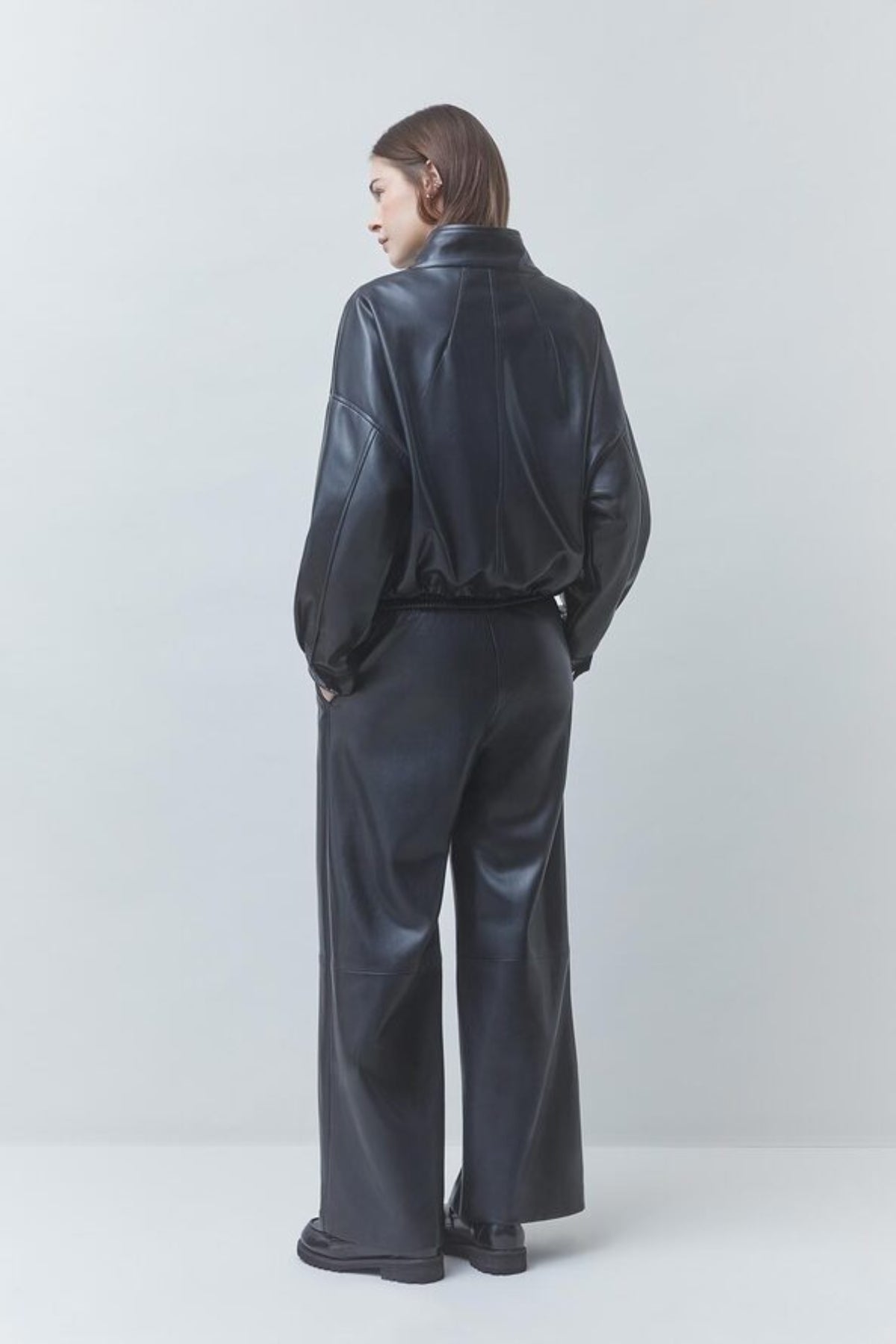 DANAO Oversized short faux leather jacket
