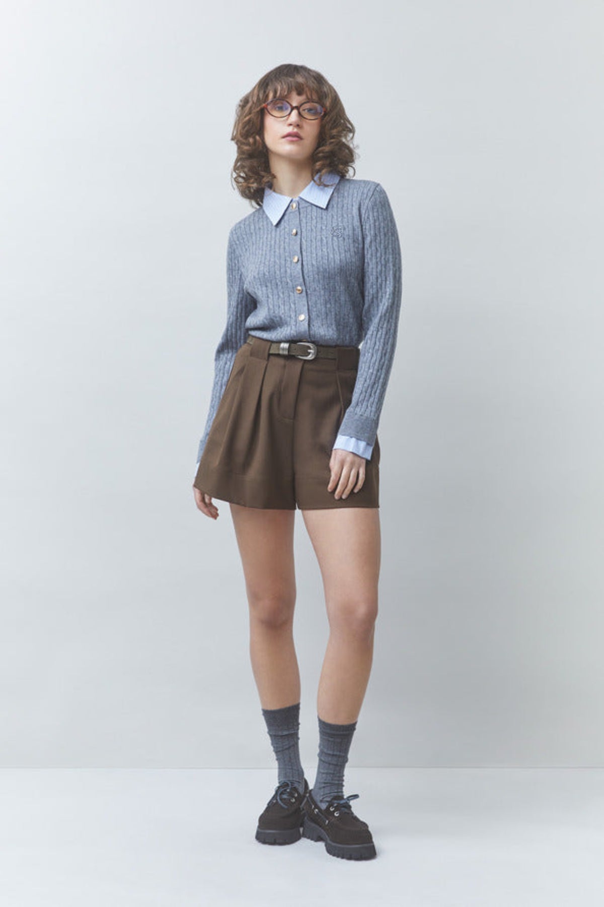 GASTI Two-tone cable-knit cardigan