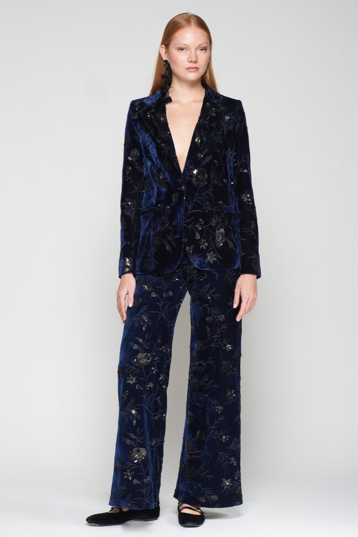 Helen Velvet Jacket with Flower Sequins