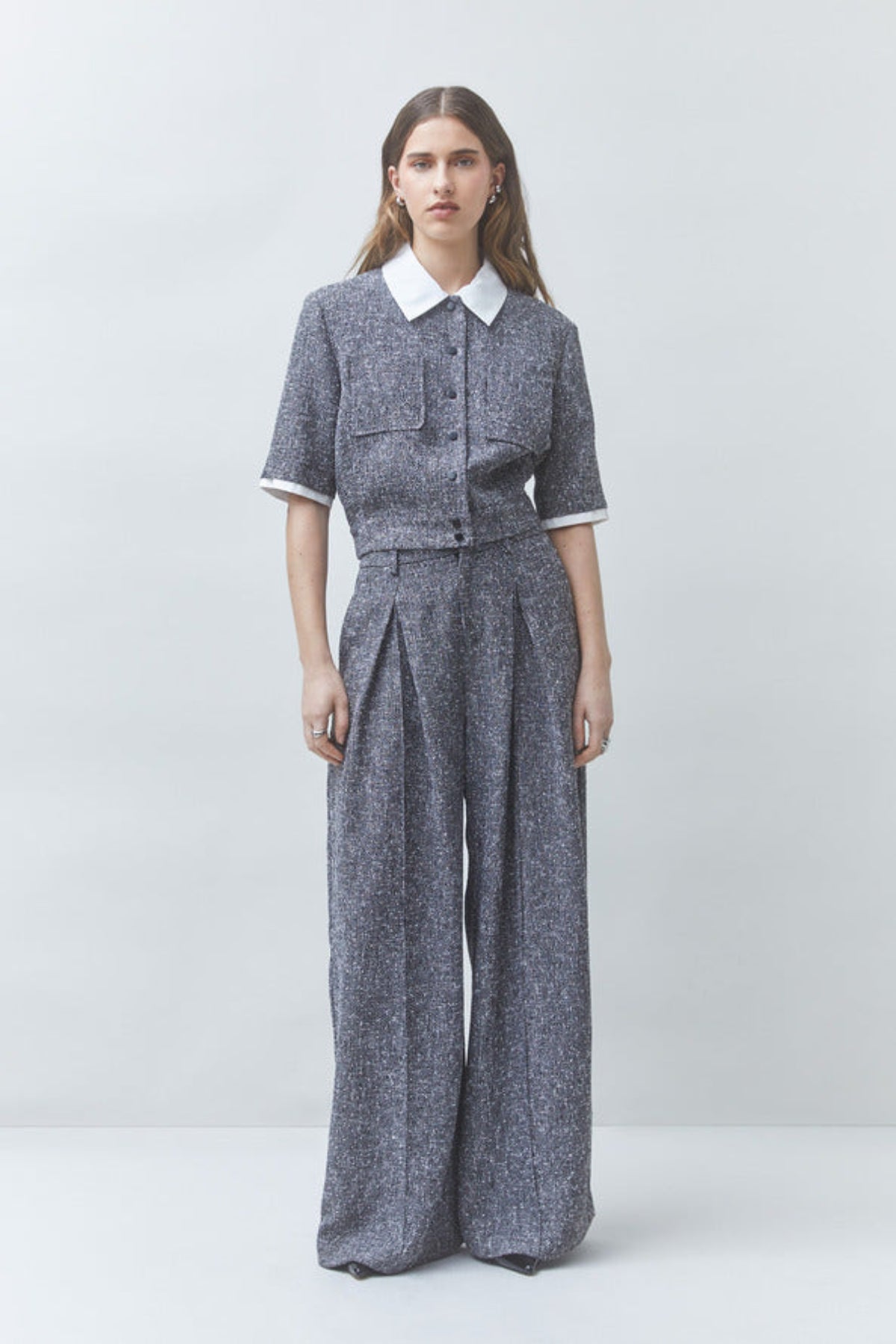 JERK Wide-leg darted pants with sequins