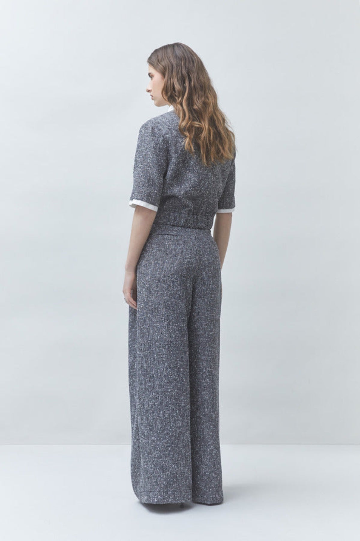 JERK Wide-leg darted pants with sequins