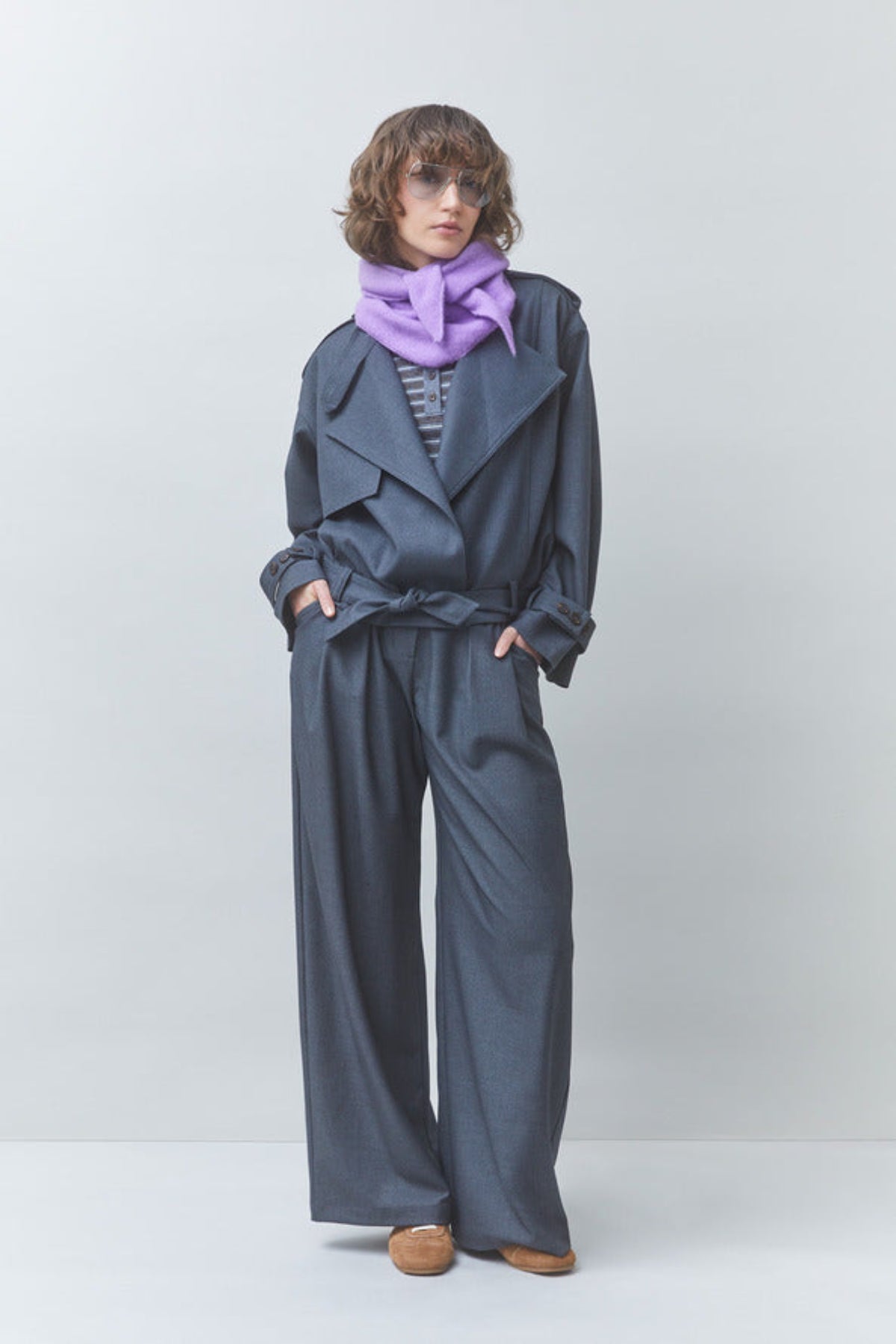 JOVIAL Plain carbon wide-leg pants