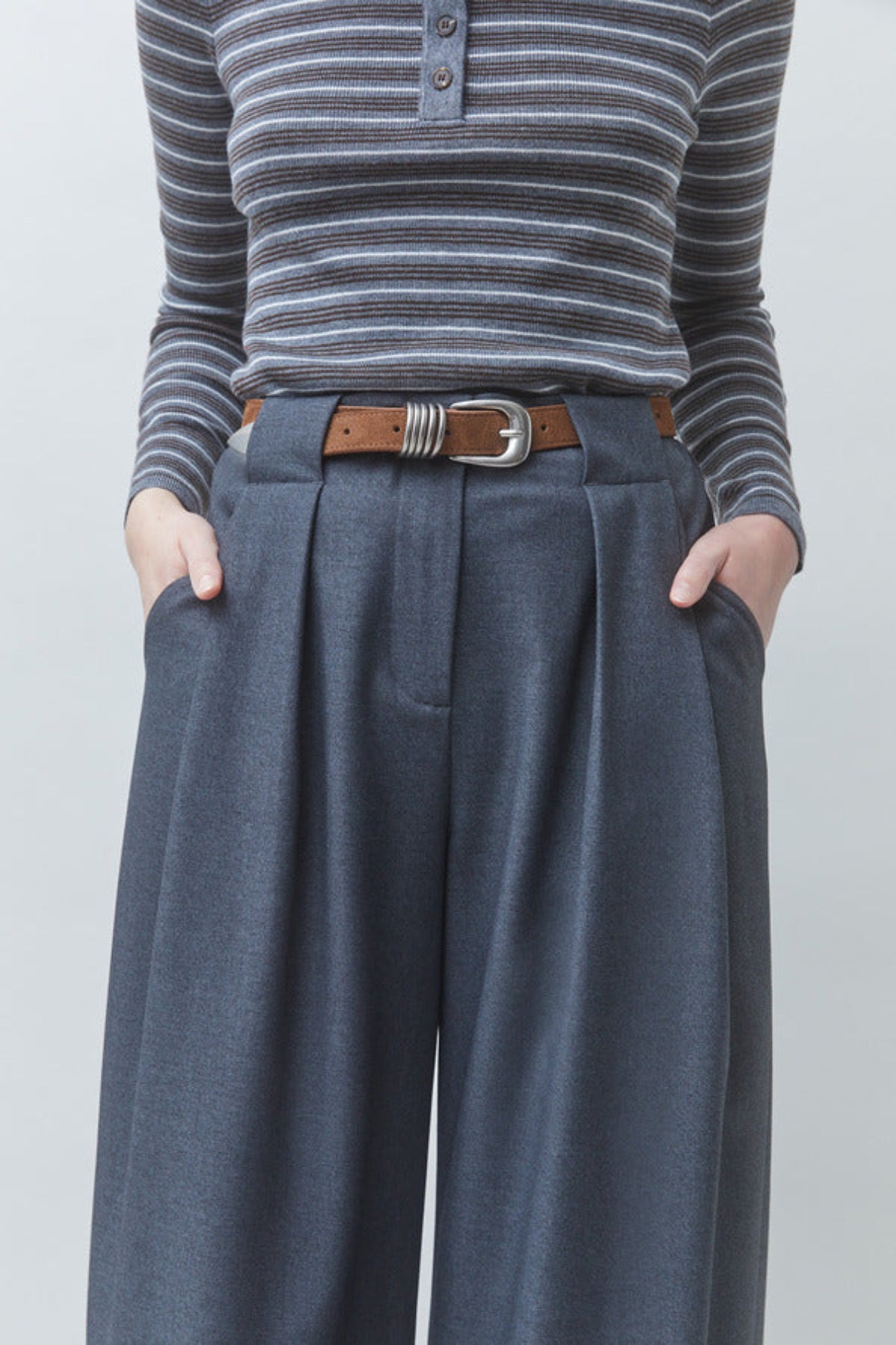 JOVIAL Plain carbon wide-leg pants