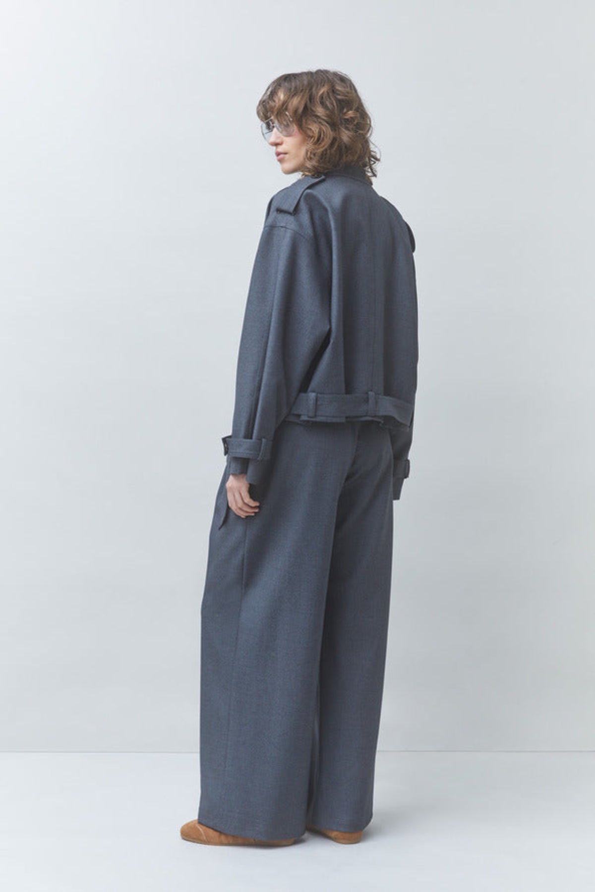 JOVIAL Plain carbon wide-leg pants