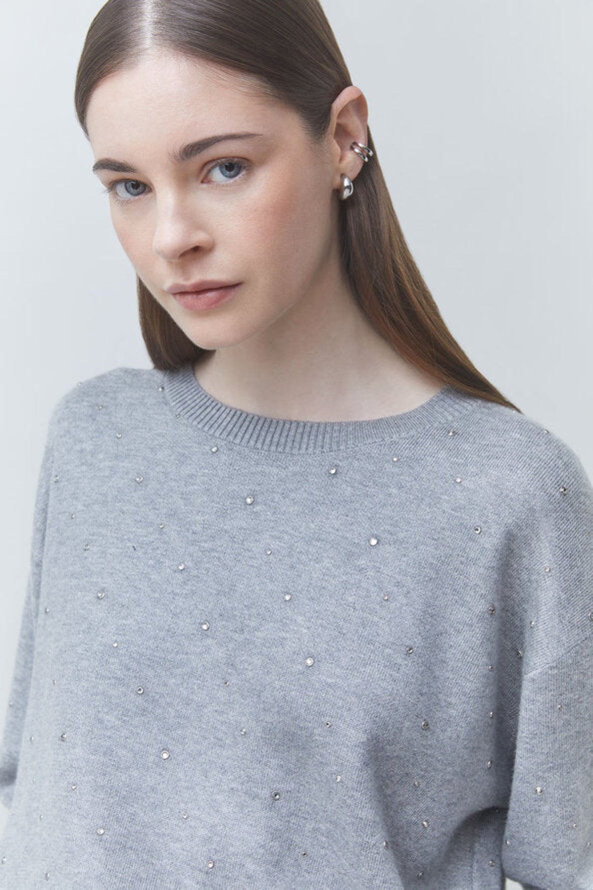 PAYETI Rhinestones jumper with the open cross-back