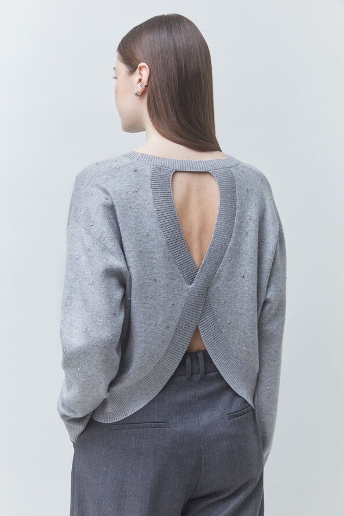 PAYETI Rhinestones jumper with the open cross-back