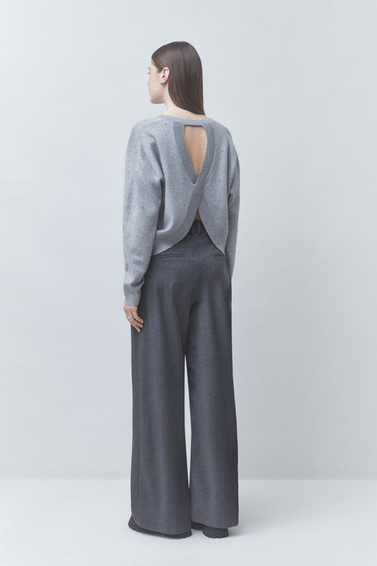 PAYETI Rhinestones jumper with the open cross-back