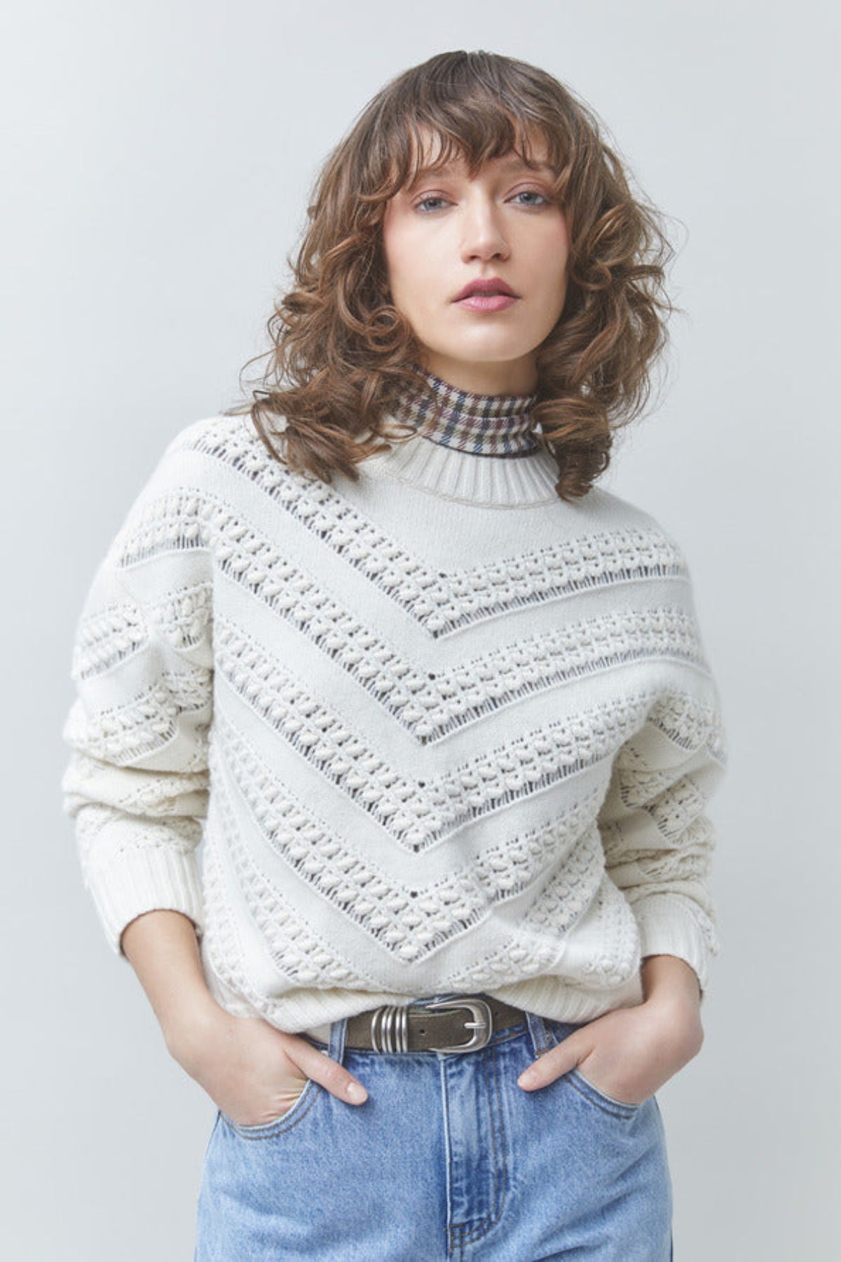 PERNEL Openwork knit wool jumper