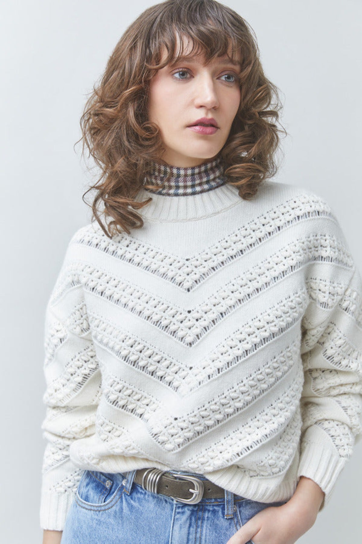 PERNEL Openwork knit wool jumper