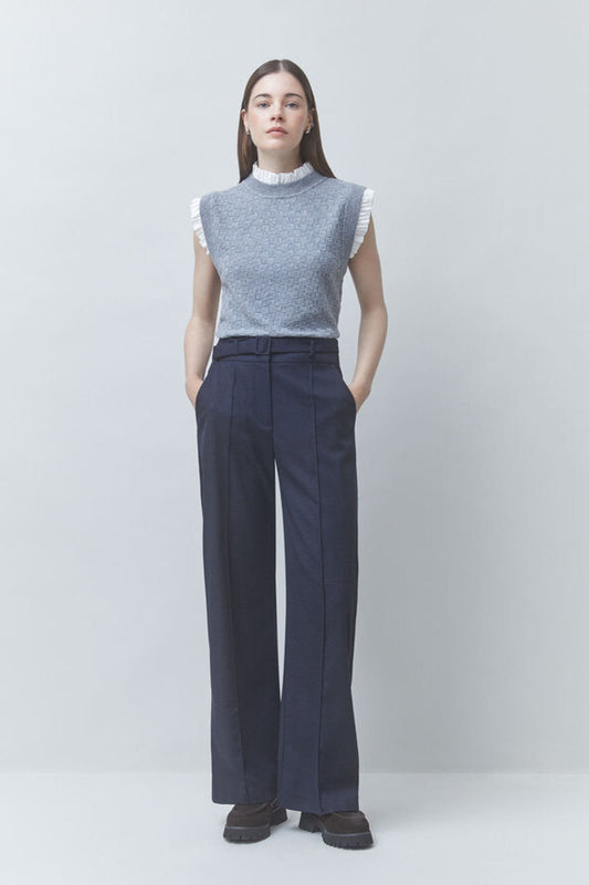 PIREO Short sleeveless jumper with ruffle details
