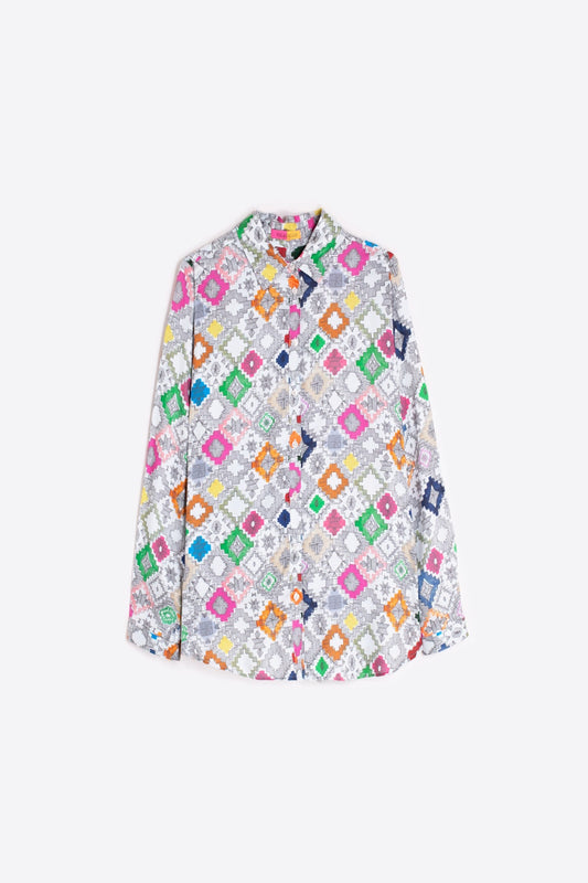 Multicolored Ikat Print Shirt