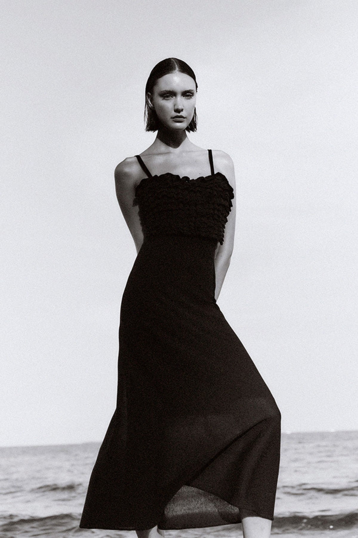 Ruffled knit dress
