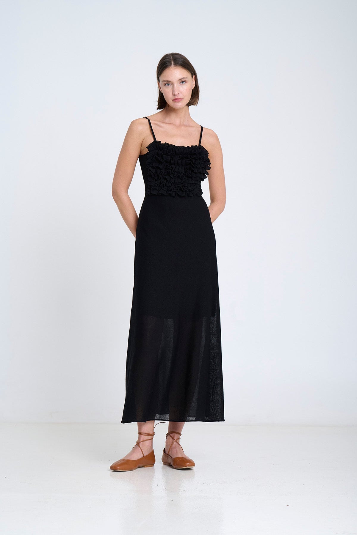 Ruffled knit dress