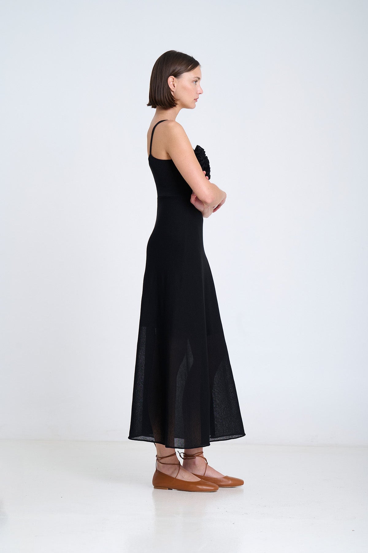 Ruffled knit dress
