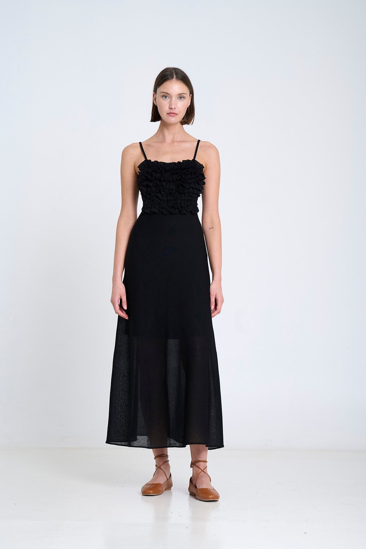 Ruffled knit dress