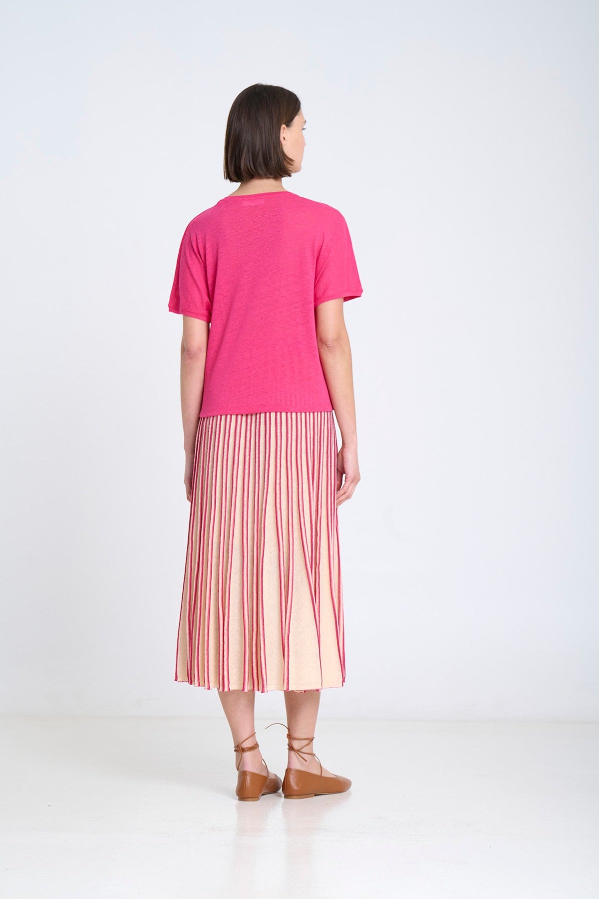 Striped radial knit skirt